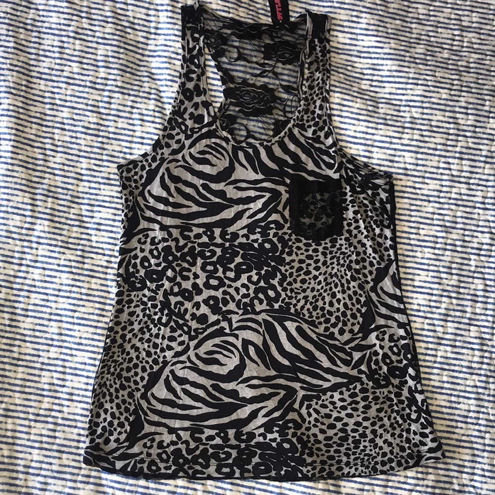 Iris Black Basic Racerback Tank Top Large